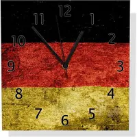 Wallario Design Wanduhr Verwitterte Deutschland-Fahne in schwarz rot gold aus Aluverbund, Größe 30 x 30 cm