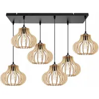 Light11 HOME Hängelampe, Deckenleuchter, Holz, LED-Lampenschirm
