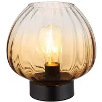 Globo Lighting Tischleuchte, Schalter, schwarz, Glas amber, H 23,5 cm