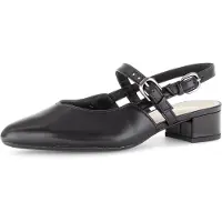 Gabor Slingpumps , Damen, Gr. 38, Leder, schwarz, Nappaleder, unifarben, Schuhe Slingpumps, Blockabsatz, Businessschuh mit zwei verstellbaren Schnallen