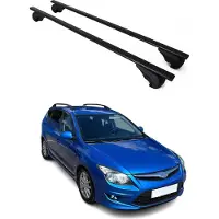Omtec Dachträger Gepäckträger für Hyundai i30 Kombi 2007-2012 Metall Schwarz 2x