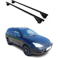 Omtec Dachträger Grundtäger für Ford Focus Turnier 1998-2005 75kg Metall Schwarz 2 tlg