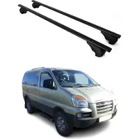 Omtec Dachträger Gepäckträger für Hyundai H-1 Starex 1997-2007 Metall Schwarz 2x