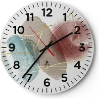 ARTTOR Wanduhr - Rund - Glasuhr - Form Figur Abstraktion - 40x40cm - Schleichendes Uhrwerk - Lautlos - zum Aufhängen bereit - Dekoration Modern - Wanddekoration aus Glas - C4AR40x40-5057