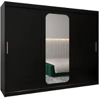 MEBLE KRYSPOL Promo 2250 Schlafzimmerschrank drei Schiebetüren - Mattschwarz