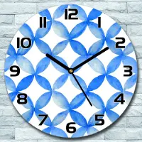 Coloray Wanduhr aus Glas Rund fi 30 Blau Aquarell Blau Quarz Deko Schlafzimmer Büro