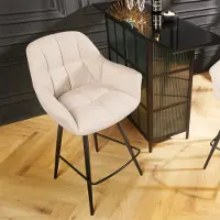 Riess Barhocker PAPILLON champagner beige schwarz Metallbeine Barstuhl mit Lehne drehbar