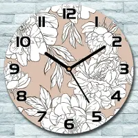 Coloray Wanduhr aus Glas Rund fi 30 Blumenstrauß Rosen Quarz Deko Schlafzimmer Büro