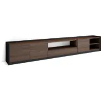 Skraut Home TV-Schrank, Lowboard, 310x37x50cm, Für TV-Geräte bis zu 80", Fernsehtisch, Dunkler Eiche und Schwarz