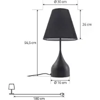 LUCANDE Tischleuchte Luoti, schwarz, Textil, 57 cm hoch