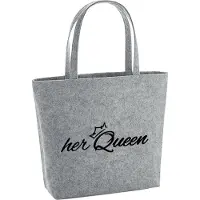 Hellweg Druckerei Huuraa Filzshopper her Queen Krone 22 Liter Grey Melange Filztasche Geschenkidee