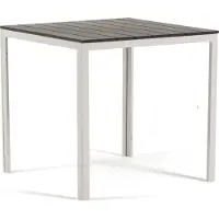 Idea New Garden Srl Quadratischer Außentisch 78x78 cm, Stahlstruktur und Holzeffekt-Tischplatte, moderner Stil für Garten oder Terrasse - GABRIEL - Weiß/Grau