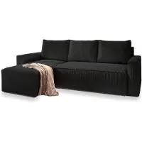 Masseno Ecksofa POTARO mit Schlaffunktion L-Form, Sofa mit Bettkasten, Wohnzimmersofa, Couch, Soffa, Bettsofa, Couchgarnitur- Schwarz, POSO 135