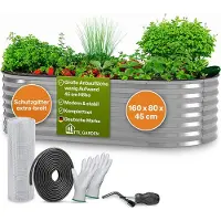 TTL Garden Hochbeet SPIRIT M 160x80x45cm Silber – Metall oval verzinkt stabil & wetterfest