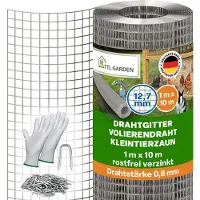 TTL Garden Drahtgitter 1m x 10m – 12,7mm Masche verzinkt 0,80mm Draht