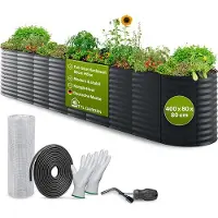 TTL Garden Hochbeet ELEGANCE XXL 400x80x80cm Anthrazit – Metall oval verzinkt stabil & modern