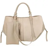 Gallantry Paris Gallantry, Damen Shopper im Materialmix mit Wildlederoptik und passender Tasche, Beige