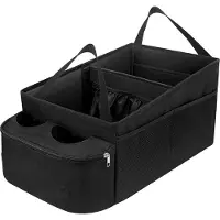 Aibecy Auto-Kofferraum-Organizer, wasserdicht, für Auto, SUV, MPV, Rücksitz, Auto-Organizer, Reise-Organisation, Aufbewahrungsbox mit 2 Taschen, Getränkehalter, Taschentuchtasche, Auto-Innenzubehör