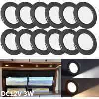 Lapamax 12x 3W DC12V LED Einbaustrahler Kaltweiß Strahler Ultradünn Deckenspots für Wohnmobil RV Boot Wohnwagen Schrank, Schwarz