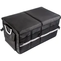 Aibecy Auto-Kofferraum-Organizer, Auto-Kofferraum-Aufbewahrungsbox, Kfz-Fracht-Organizer, Oxford-Stoff, zusammenklappbare Auto-Aufbewahrungsbox mit reflektierendem Streifen, 55 l