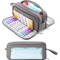 Youjia Federmäppchen mit 3 Fächer Große Kapazität Mäppchen Federtasche Stiftetasche Pencil Case Bleistifttasche für Schule & Büro, dunkelgrau