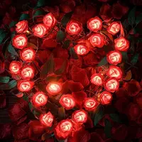 Lapamax 3M LED Rosen Lichterkette 20 Blumen Batteriebetrieben Romantische Rosengirlande für Valentinstag Hochzeit Party Deko, Rot