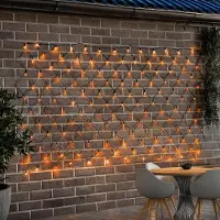 Esotec Solar Lichternetz mit 144 bernsteinfarbene LEDs Lichtvorhang außen 102191