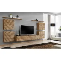 ASM-Moebel Anbauwand Wohnwand Schrankwand SWITCH IV Wotan mit Lamellen Hochglanz Push Click
