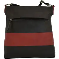 Cinino Ledertasche Umhängetasche Crossbody Bag C1152 Schwarz/Rot