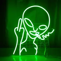 Lapamax 40x30cm Alien Neonlicht Neon Schild Gaming Neon Sign, LED Leuchtreklame Wanddekoration für Gaming Zimmer Schlafzimmer Bar Wand Deko