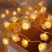 Lapamax 3M LED Rosen Lichterkette 20 Blumen Batteriebetrieben Romantische Rosengirlande für Valentinstag Hochzeit Party Deko, Weiß