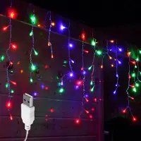 Lapamax 2er-Set Eiszapfen Lichterkette 3M 96LEDs USB Lichterkette Weihnachten Innen Deko, Bunt