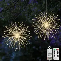 Crrynuo Stück Feuerwerk Lichterkette,200 LED Weihnachtslicht Starburst, Wasserdicht 8 Modi Feuerwerk Lichter mit Fernbedienung
