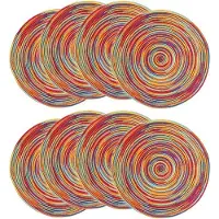 Crrynuo Bunte 18 cm runde Tischsets aus geflochtenem Stoff, 8er-Set, Esstischmatte für Küchenparty-Nachbildung