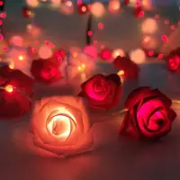 Lapamax 3M LED Rosen Lichterkette Batteriebetrieben Valentinstag Deko Rosenlichterkette 20 Blumen Rosengirlande Romantische Deko für Zimmer Geburtstag Party Hochzeit