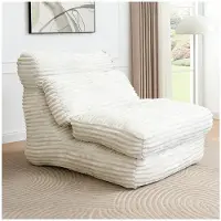MODFU Modulares Design Loungesessel Schlafsofa mit Rückenlehne 2-in-1-Funktion Polstermöbel Flanelloptik Weiß