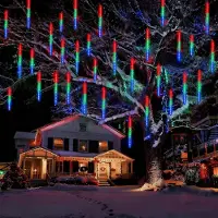 Lapamax Meteorschauer lichterkette Innen, 192LED Meteorschauer Lichter IP65, 7V Weihnachtsbeleuchtung Deko für Fenster Baum Garten, Bunt