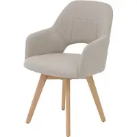 Massivart Polsterstuhl beige Armlehne Microfaser Webstoff - fest gepolstert - STADE