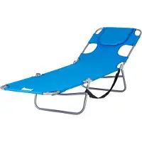 Dopwii Gartenliege, Liegestuhl mit gepolsterter Gesichtsöffnung, Massage-Liege für draußen, Seitentasche, Stoff, Metall, Blau