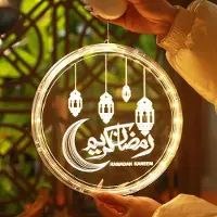 Lapamax Eid Ramadan Dekorative Fee Licht Kerosinlampe Dekorative Fenster Lichter Ornamente Islam Mubarak Dekoration für Party Muslim Lichterkette mit Saugnapfhaken