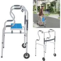 TWOLIIN Gehbock Klappbarer aus Aluminium, Gehhilfen mit 2 Rädern und Ergonomische Griff, Gehbock 8 Gang HöHenverstellung mit Abnehmbarem Sitz, MobilitäTshilfen Rutschfest Stabil Gehhilfe für Senioren