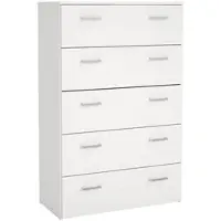 Wellhome - Schlafzimmerkommode mit 5 Schubladen in der Farbe Weiß 75 x 36 x 115 cm - Duero White