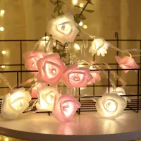 Lapamax 3M LED Rosen Lichterkette 20 Blumen Batteriebetrieben Romantische Rosengirlande für Valentinstag Hochzeit Party Deko, Rosa & Weiß