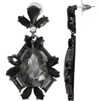 Steuer Paar Ohrstecker "Metall Glasstein Schwarz"