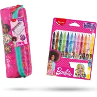 Win2Win Tech Maped - Barbie Schlampermäppchen mit 12 Barbie Markern - Personalisierbares Innendesign