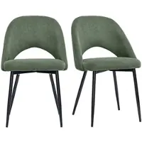 Miliboo Stühle im Vintage-Stil aus geripptem Samt in Khaki-Grün und schwarzem Metall (2er-Set) COSETTE