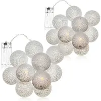 COM-FOUR® 2x LED Lichterkette "Kugel" - Beleuchtung mit 10 LEDs im skandinavischen Nachbildung - Deko für Weihnachten, Geburtstag, Hochzeit oder Party