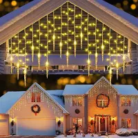 Lapamax Lichterkette Außen Strom für Balkon LED Eisregen Outdoor Lichtervorhang Weihnachtsbeleuchtung 8 Modus Weihnachtsdeco Draußen für Traufe Fenster 16 Zapfen