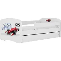 WFL GROUP Kinderbett Weiß 70x140 80x160 80x180 cm – mit Matratze, Rausfallschutz und Schublade – Jugendbett für Mädchen und Jungen – Stabil und Sicher – Formel – 160x80 cm