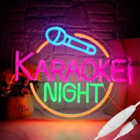 Lapamax Karaoke Neon Licht USB Dimmbar Neon Schild, Nachtlicht Neonlicht für Bier Bar Verein, 36x30cm